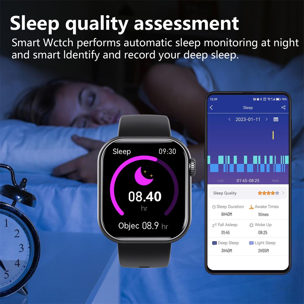 Wearclo | Blood Sugar Blood Pressure Blood Oxygen Sleep Monitor Waterproof Smartwatch