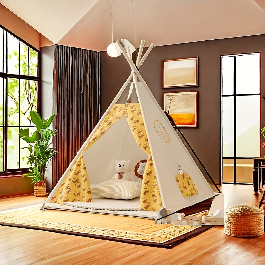 Wearclo | Children's Tipi Tent - Playful Cotton Teepee with Pom-Pom Trim