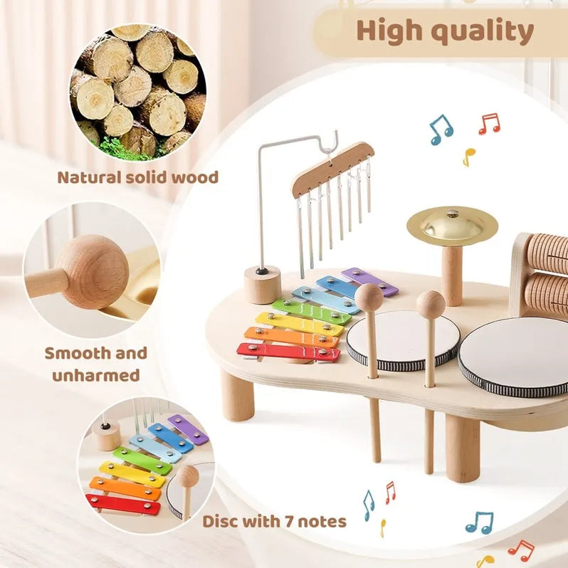Wearclo | Children's Wooden Music Station with Xylophone & Drums