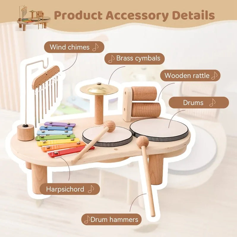 Wearclo | Children's Wooden Music Station with Xylophone & Drums
