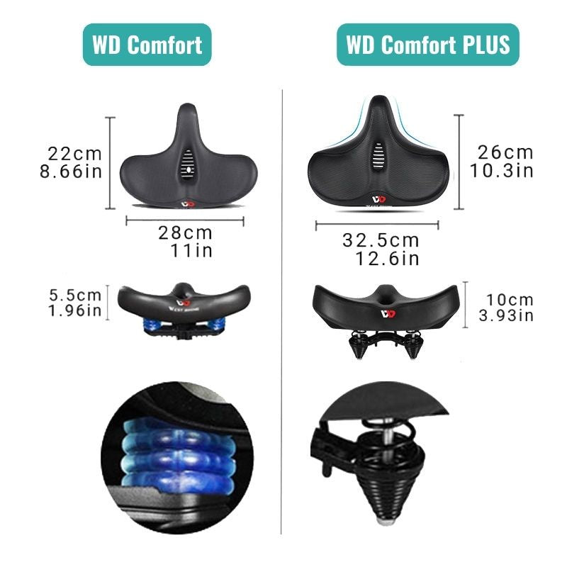 Wearclo | Comfortable Ergonomic Bicycle Saddle - Extra Wide Padded Seat