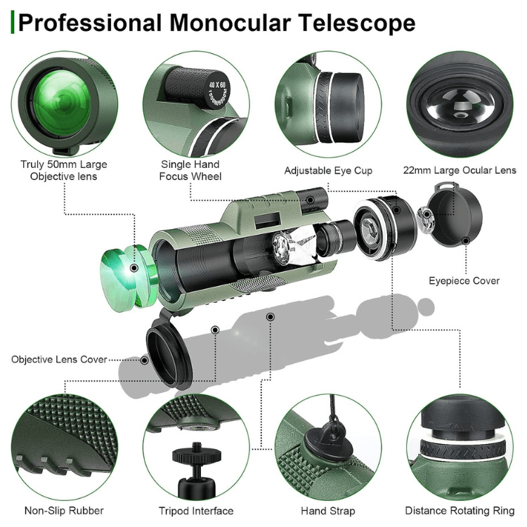 Wearclo | Compact 600x Ultra-Zoom Monocular | HD Lens, Lightweight & Perfect for Hiking, Birdwatching, and Sports Events