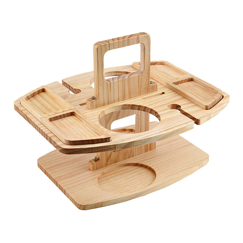 Wearclo | Compact Wooden Picnic Wine Table with Glass Holder