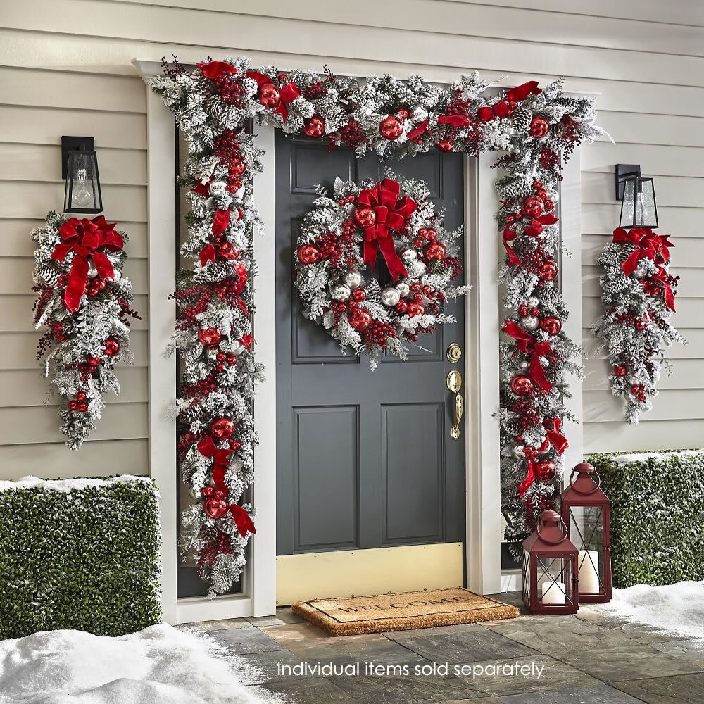 Wearclo | Cordless Prelit Holiday Trim | LED Lights, Auto-Timer & Premium Red/White Decor