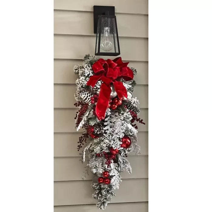 Wearclo | Cordless Prelit Holiday Trim | LED Lights, Auto-Timer & Premium Red/White Decor