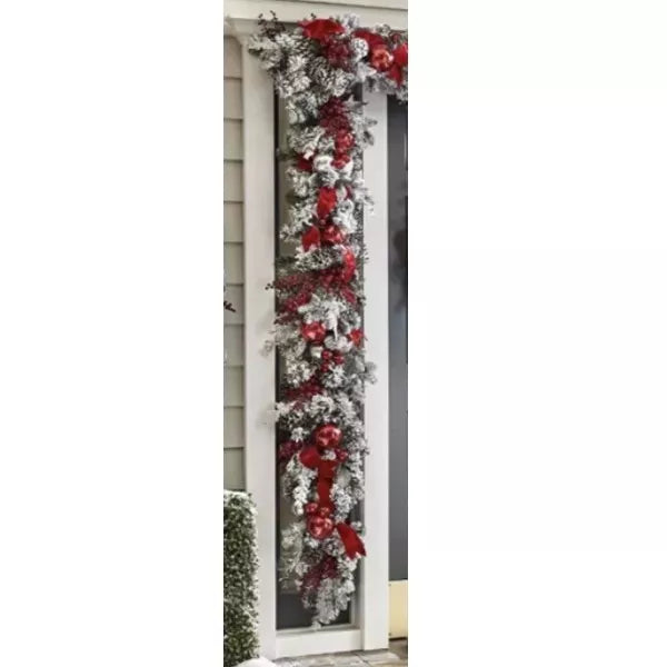 Wearclo | Cordless Prelit Holiday Trim | LED Lights, Auto-Timer & Premium Red/White Decor