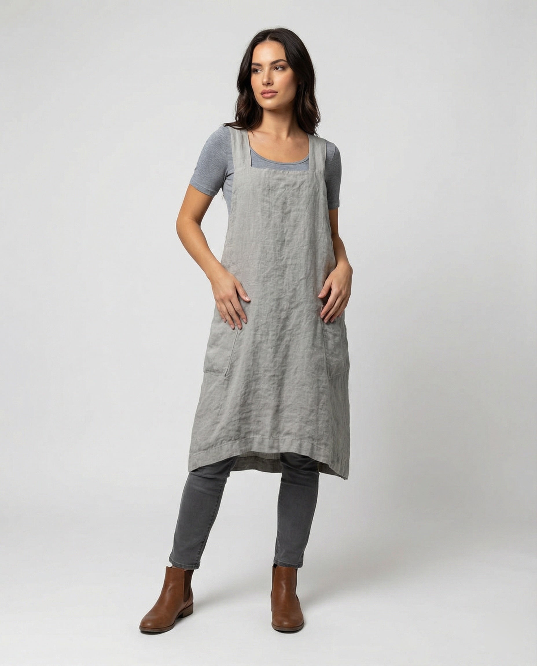Wearclo | Cotton Apron Dress with Pockets