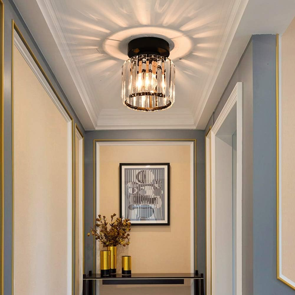 Wearclo | Crystal Glass Ceiling Lamp – Brass Fixture & Compact Design
