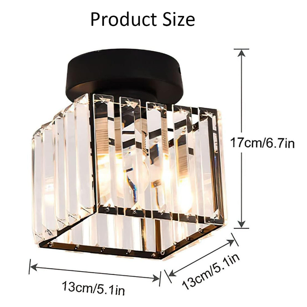 Wearclo | Crystal Glass Ceiling Lamp – Brass Fixture & Compact Design