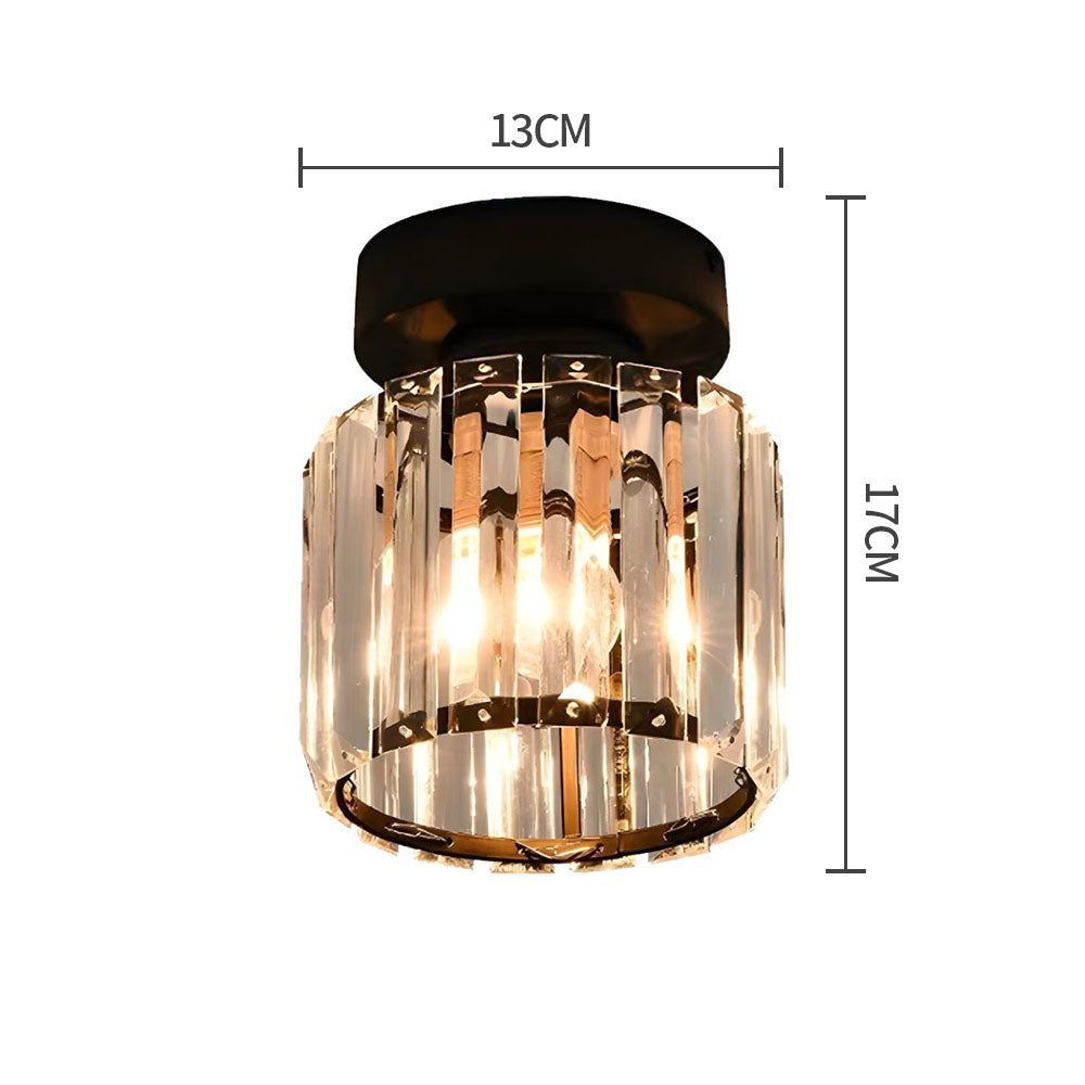 Wearclo | Crystal Glass Ceiling Lamp – Brass Fixture & Compact Design