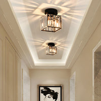 Wearclo | Crystal Glass Ceiling Lamp – Brass Fixture & Compact Design