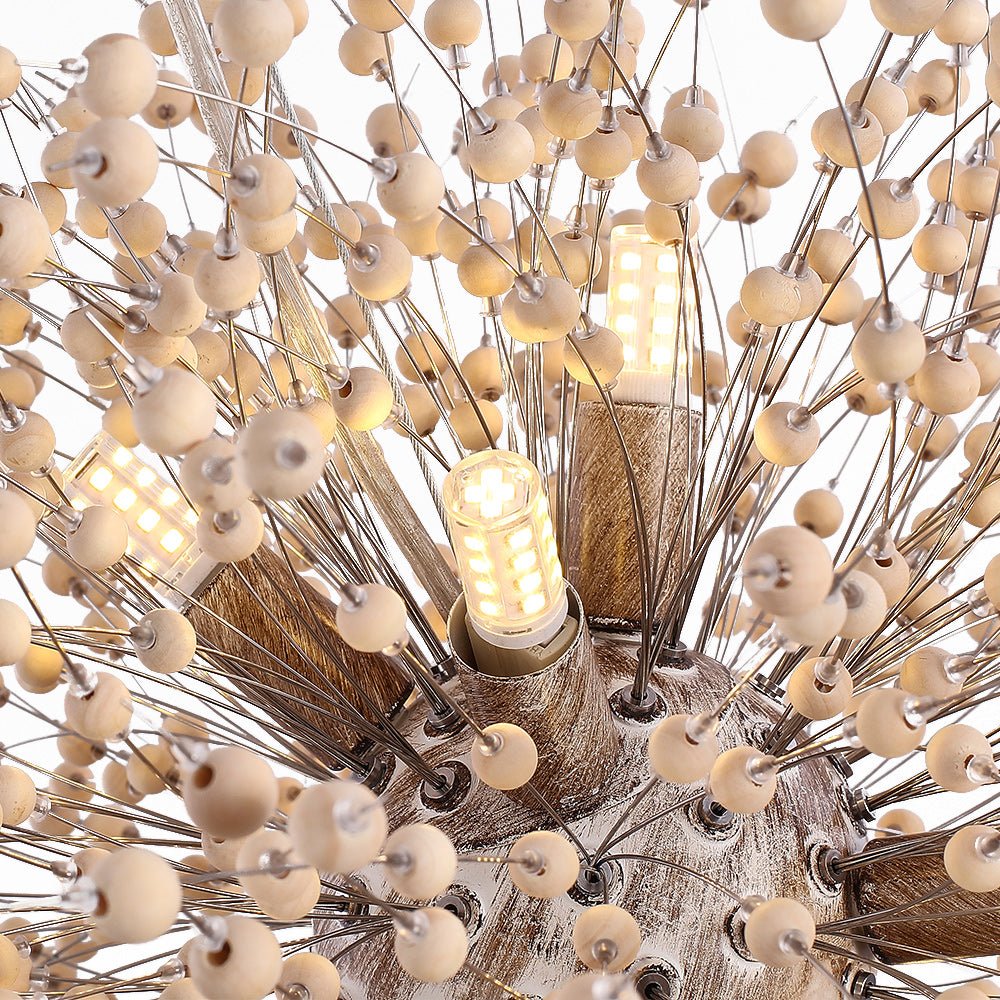 Wearclo | Dandelion Pendant Light with Wooden Beads | Firework Starburst Design