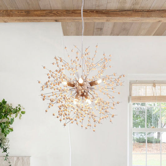 Wearclo | Dandelion Pendant Light with Wooden Beads | Firework Starburst Design