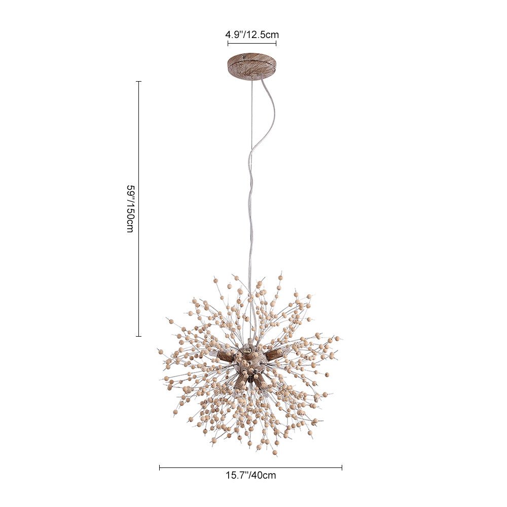 Wearclo | Dandelion Pendant Light with Wooden Beads | Firework Starburst Design