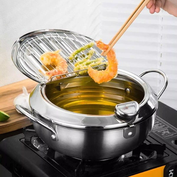 Wearclo | Deep Fryer with Thermometer and Draining Rack