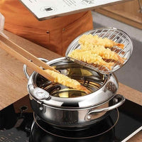 Wearclo | Deep Fryer with Thermometer and Draining Rack