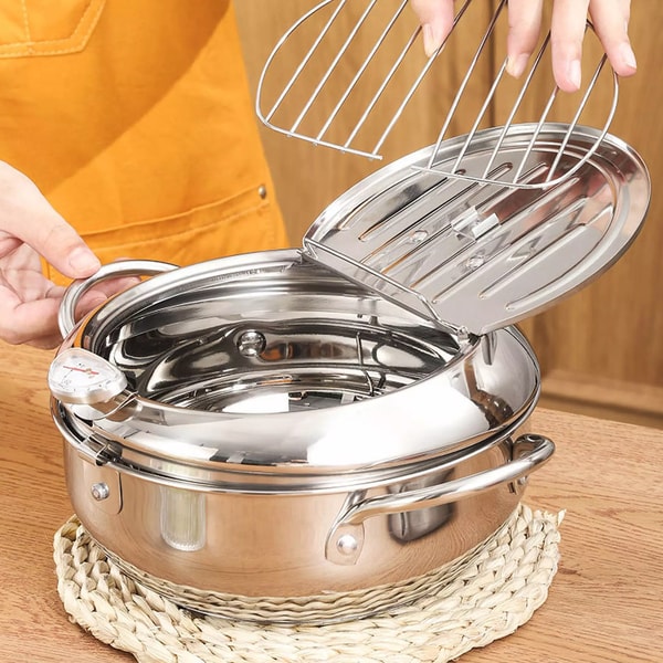 Wearclo | Deep Fryer with Thermometer and Draining Rack