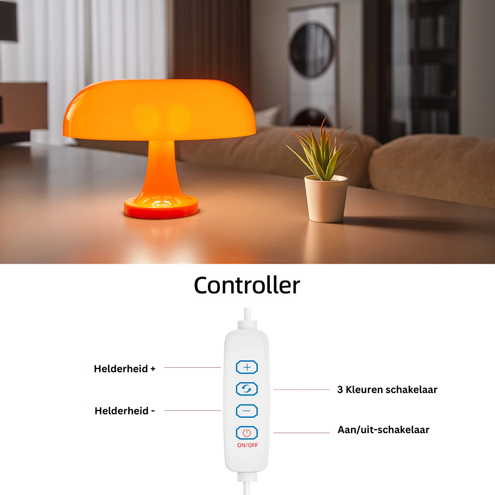 Wearclo | Dimmable Mushroom Table Lamp with USB
