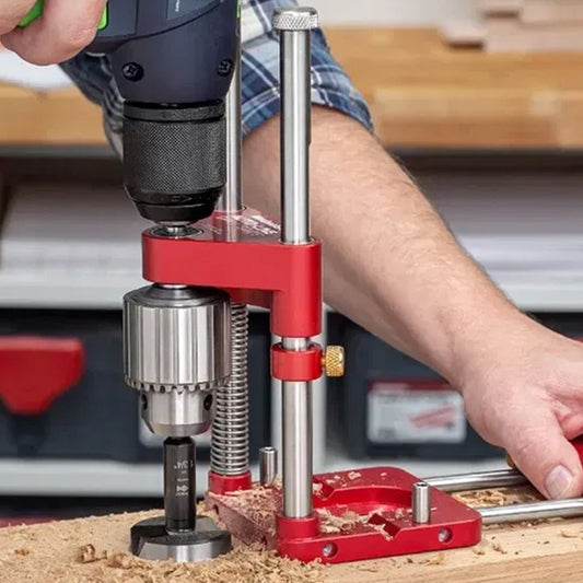 Wearclo | Drill Press Guide for Handheld Drills - Portable & Adjustable Woodworking Jig