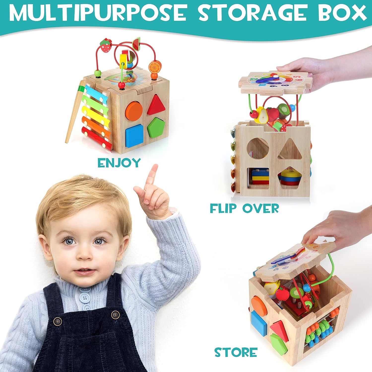 Wearclo | EduCube 8-in-1 Montessori Learning Toy | 8 Activities | 18+ months