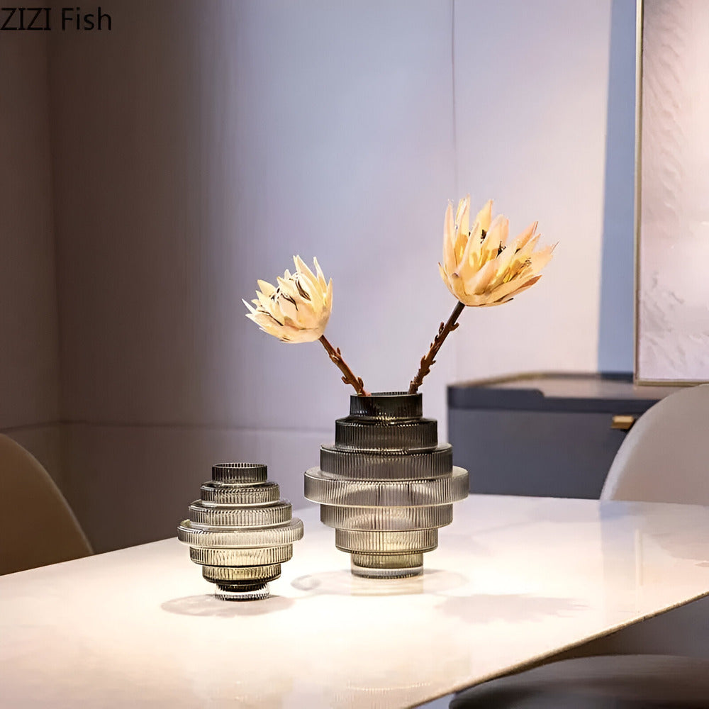 Wearclo | Elegant Amber Glass Vase - Contemporary Decorative Piece for Stylish Living Spaces