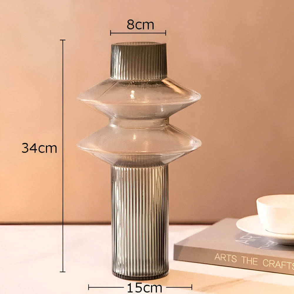 Wearclo | Elegant Amber Glass Vase - Contemporary Decorative Piece for Stylish Living Spaces