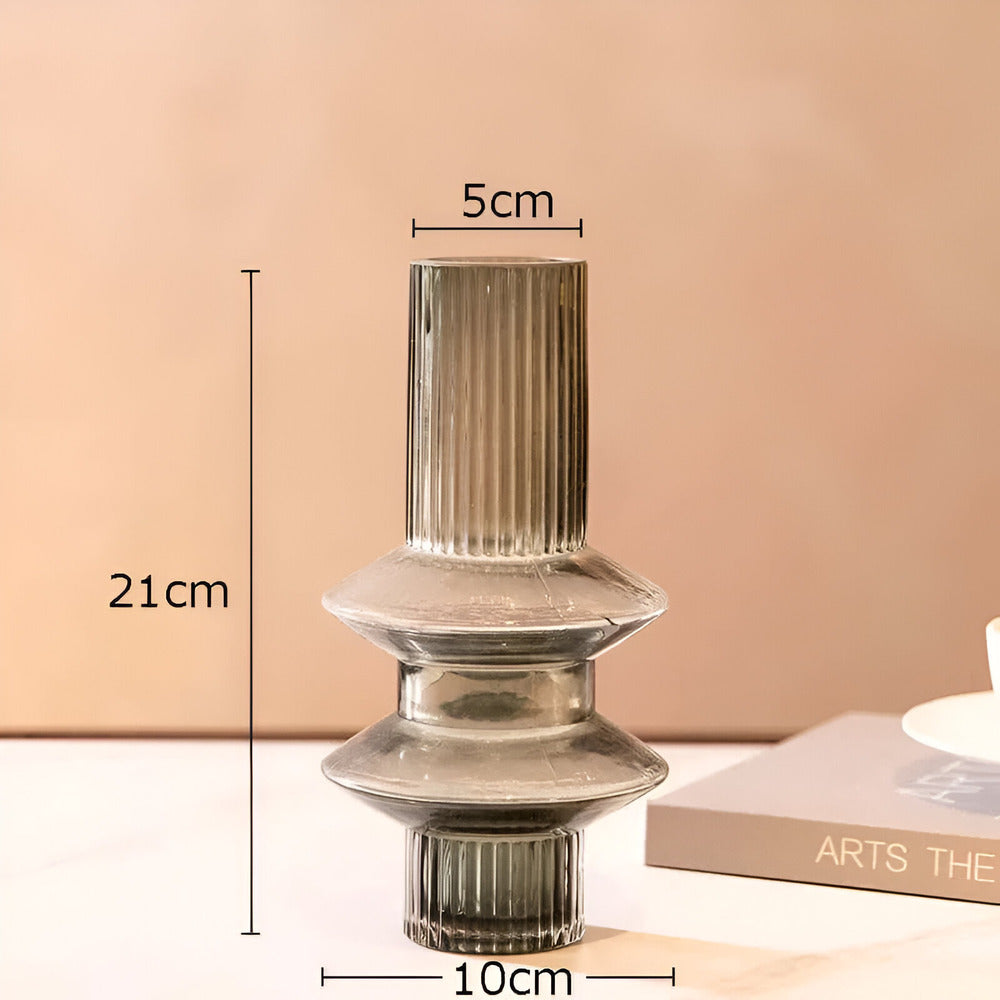 Wearclo | Elegant Amber Glass Vase - Contemporary Decorative Piece for Stylish Living Spaces
