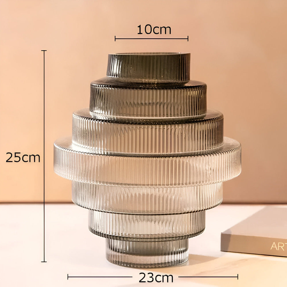 Wearclo | Elegant Amber Glass Vase - Contemporary Decorative Piece for Stylish Living Spaces