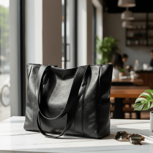 Wearclo | Elegant leather shoulder bag with a retro touch and smooth surface
