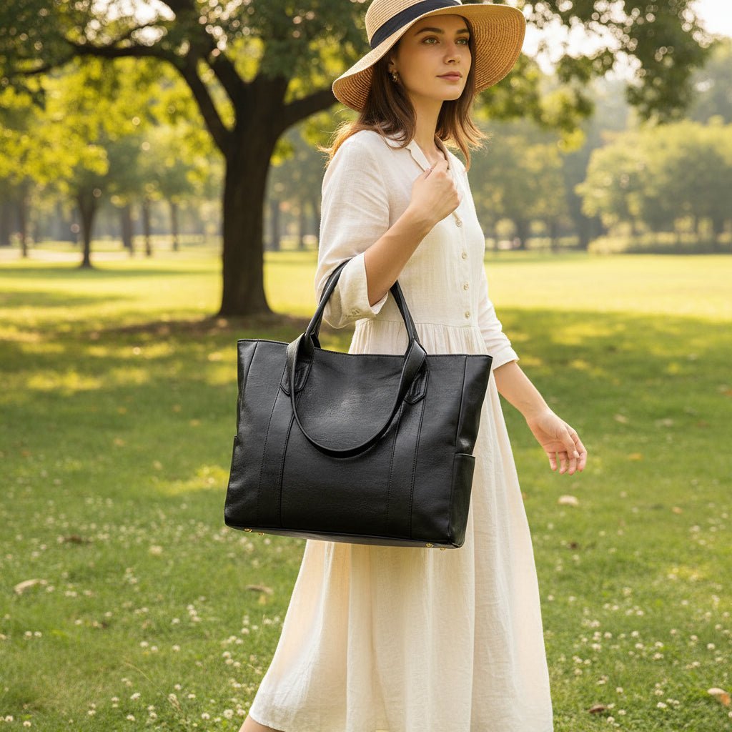 Wearclo | Elegant leather shoulder bag with a retro touch and smooth surface