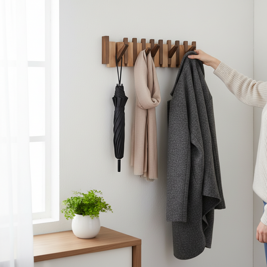 Wearclo | Elegant Wooden Coat Rack for Piano Hanging Clothes Storage