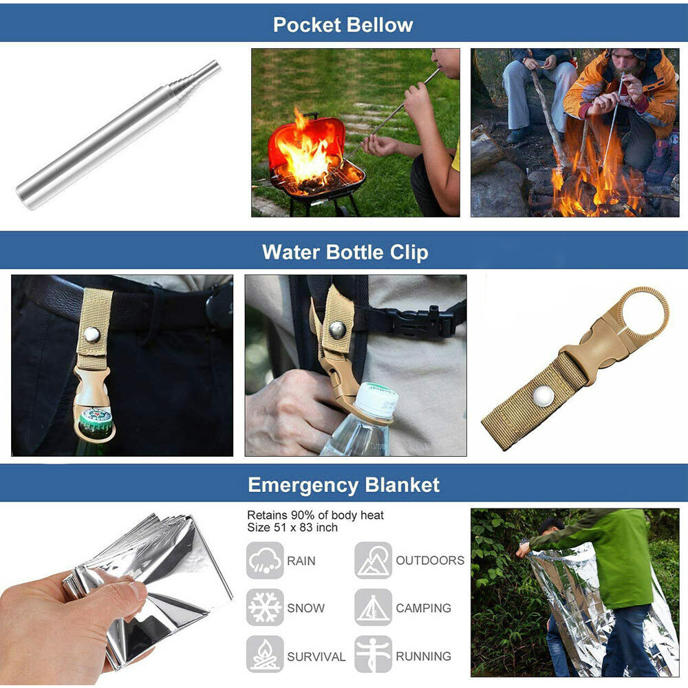 Wearclo | Emergency Survival Kit Equipment | Hiking, Camping, SOS Tools