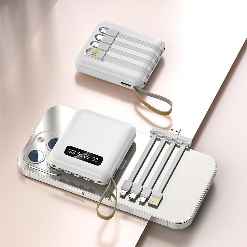 Wearclo | Fast Charge 20000mAh Mini Powerbank with Integrated Cables