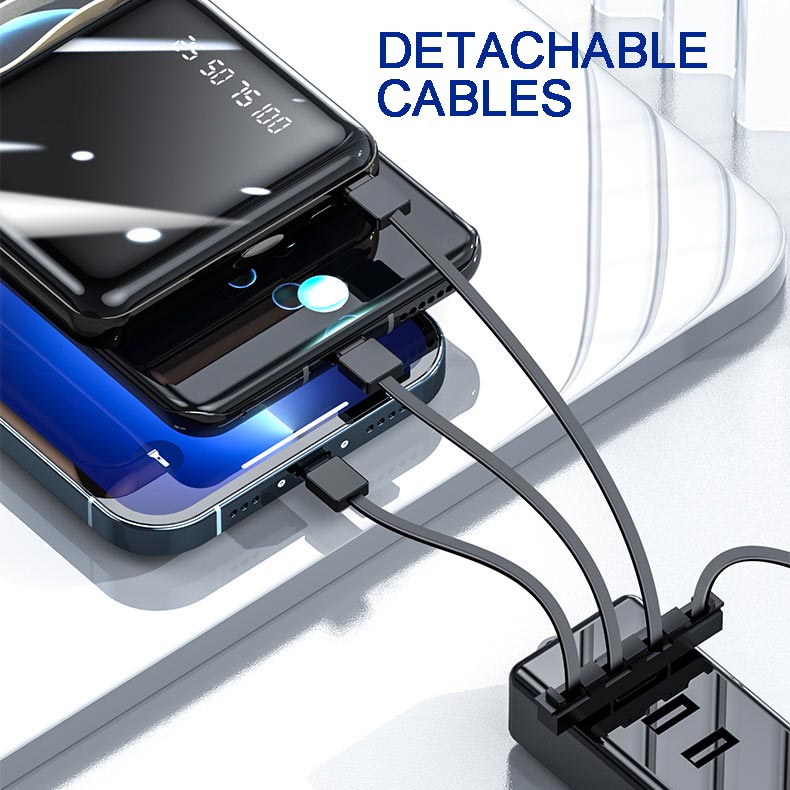 Wearclo | Fast Charge 20000mAh Mini Powerbank with Integrated Cables