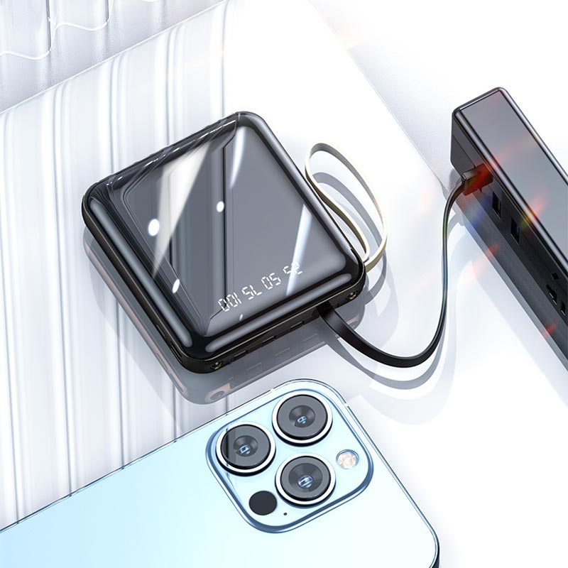 Wearclo | Fast Charge 20000mAh Mini Powerbank with Integrated Cables