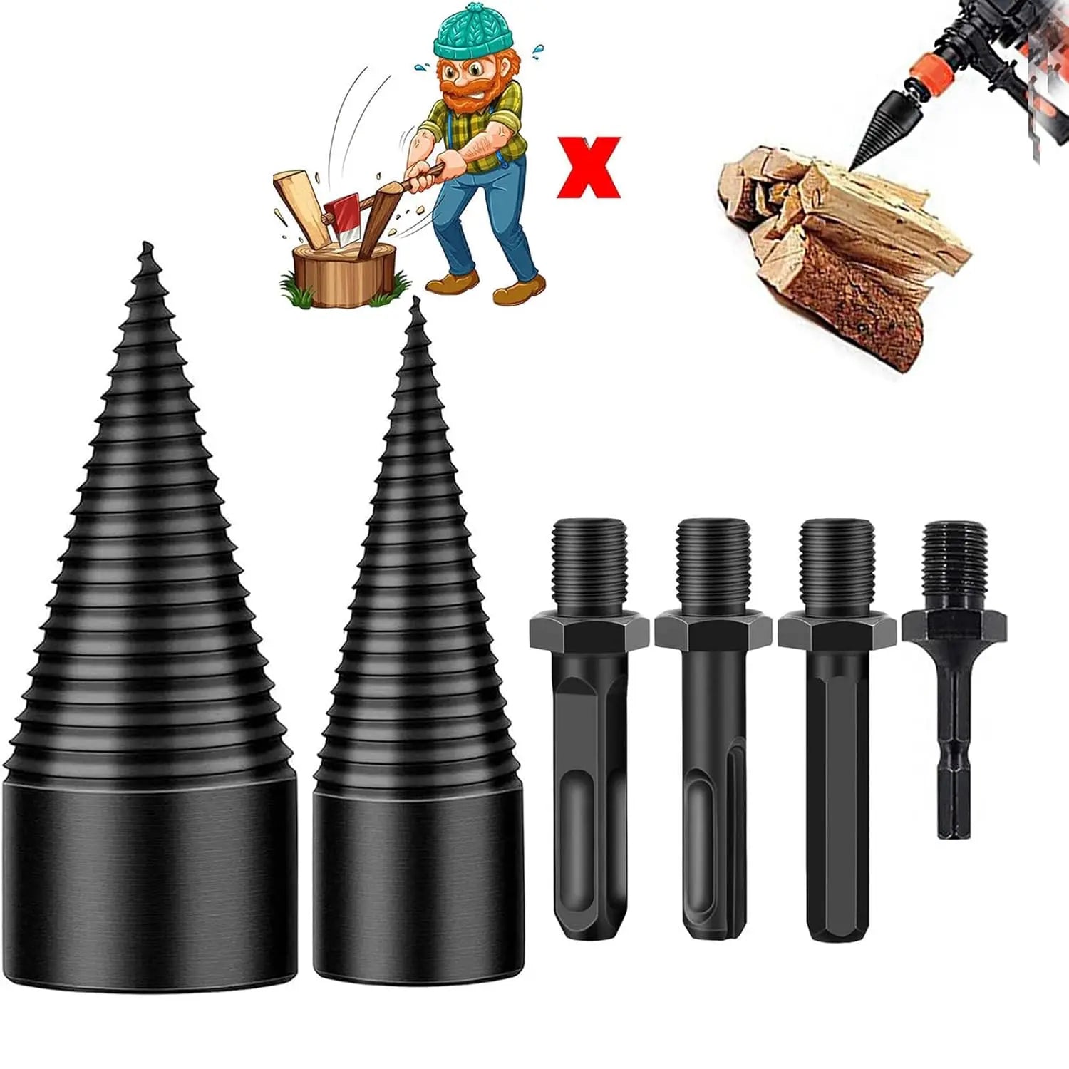 Wearclo | Firewood Drill Bit Set – Split wood easily with the cordless drill