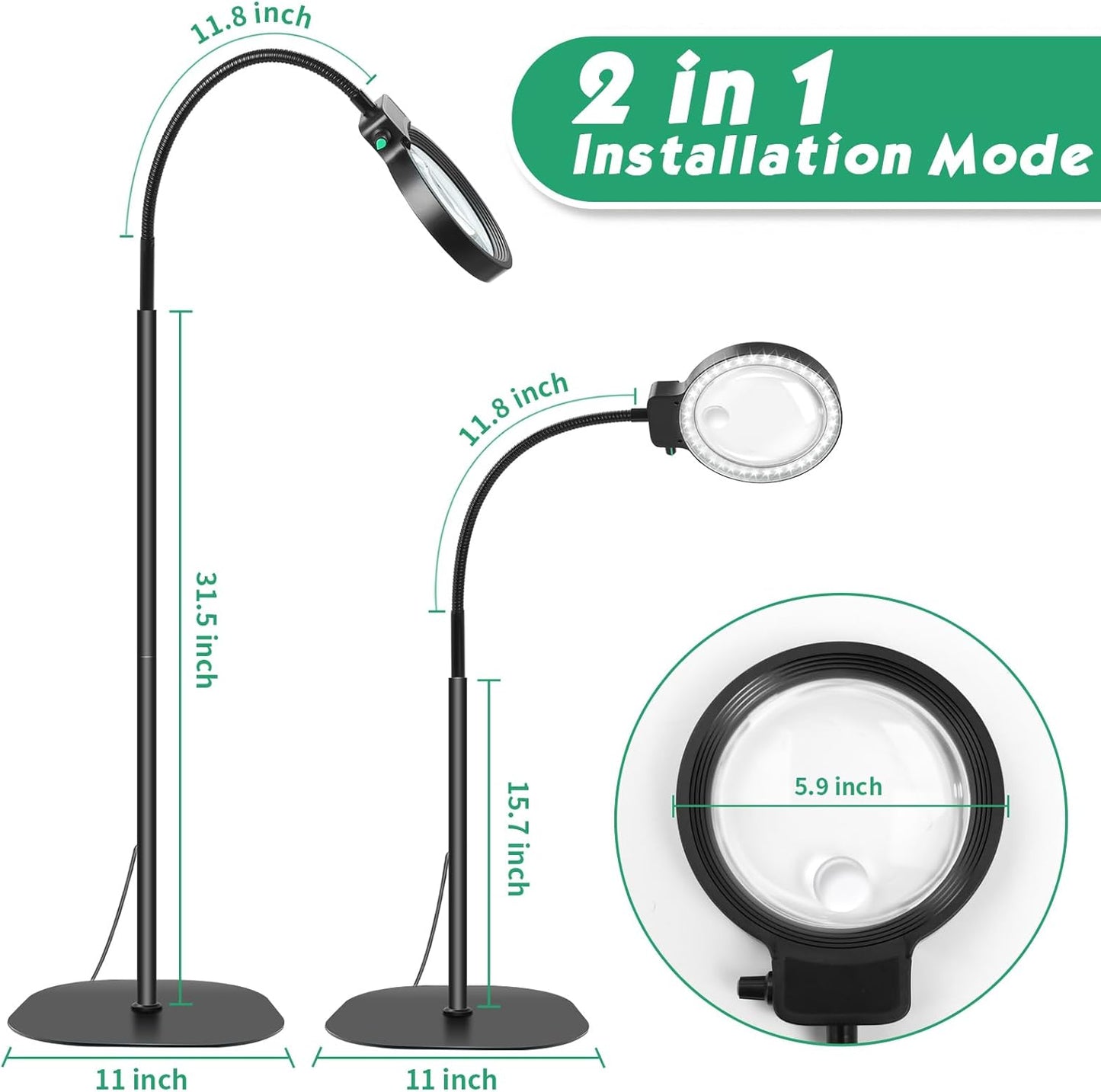 Wearclo | Full-Sided Magnifying Glass with LED Light – Hands-Free Reading Aid for Books, Crafts, and Hobbies