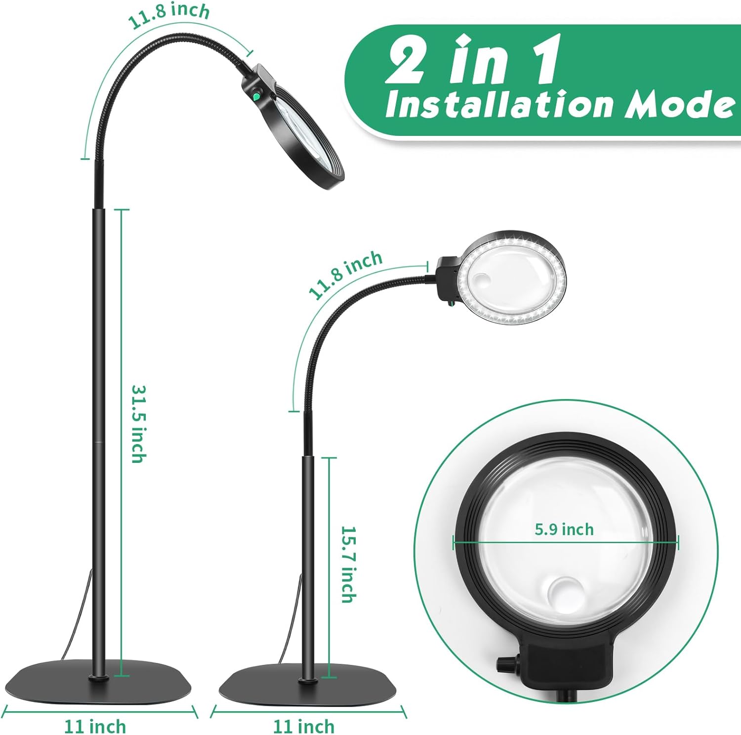 Wearclo | Full-Sided Magnifying Glass with LED Light – Hands-Free Reading Aid for Books, Crafts, and Hobbies