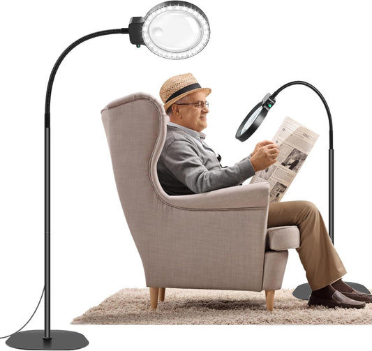 Wearclo | Full-Sided Magnifying Glass with LED Light – Hands-Free Reading Aid for Books, Crafts, and Hobbies