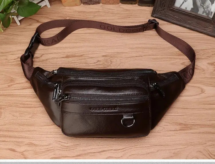 Wearclo | Genuine Cowhide Leather Waist Bag for Men – Large Capacity Fanny Pack, Belt & Crossbody Travel Bag
