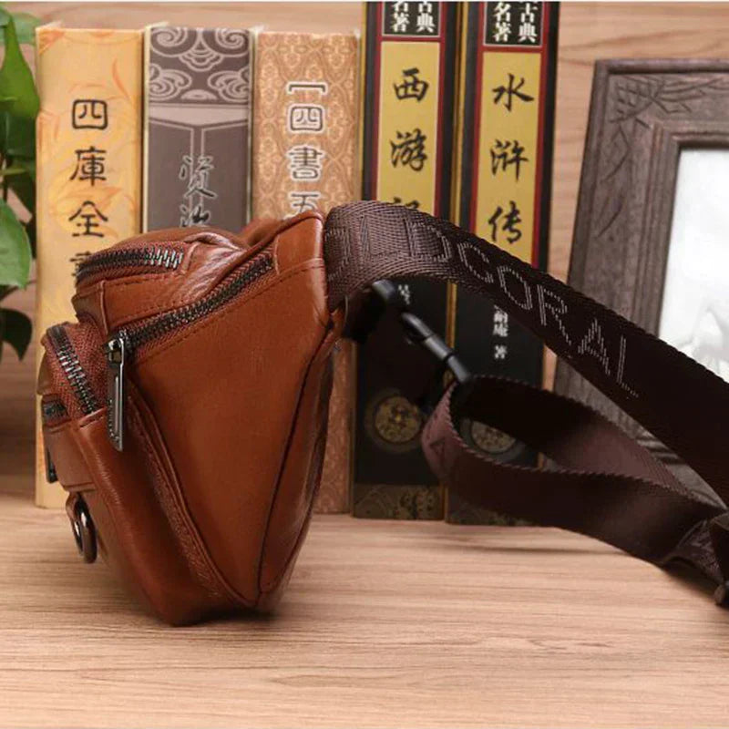 Wearclo | Genuine Cowhide Leather Waist Bag for Men – Large Capacity Fanny Pack, Belt & Crossbody Travel Bag
