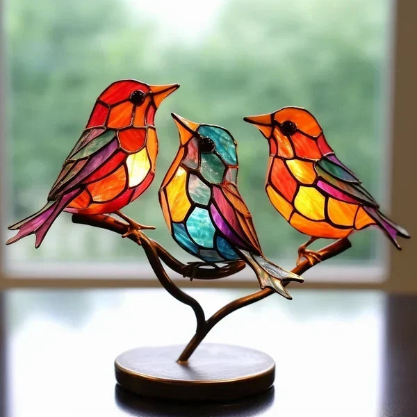 Wearclo | Glass Stained Bird Sculpture Ornament