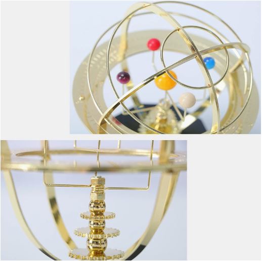 Wearclo | Grand Orrery Model Handcrafted Mechanical Brass Solar System Replica (5 Planets)