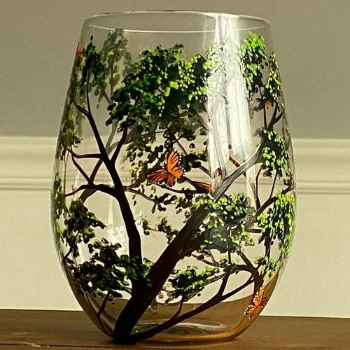 Wearclo | Hand Painted Four Seasons Tree Wine Glasses | Unique Art