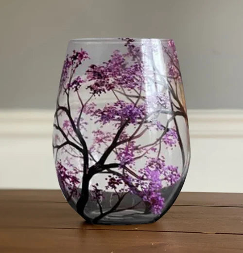 Wearclo | Hand Painted Four Seasons Tree Wine Glasses | Unique Art