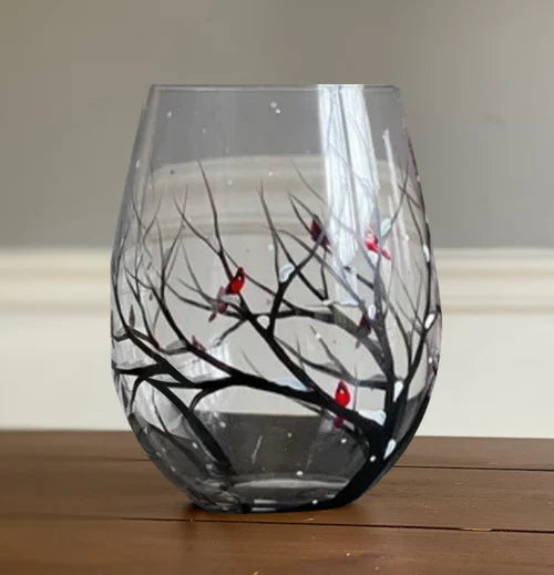Wearclo | Hand Painted Four Seasons Tree Wine Glasses | Unique Art