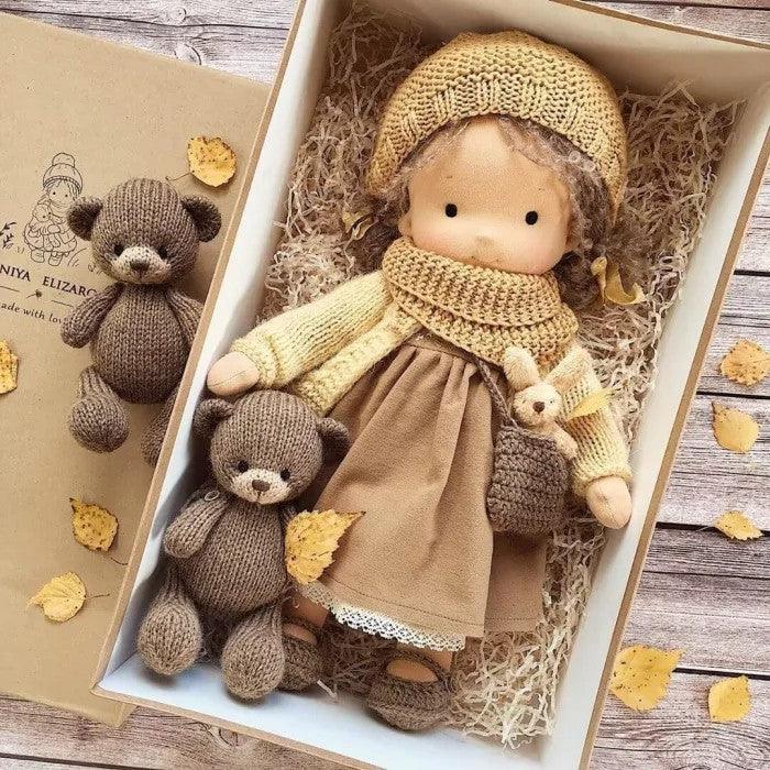 Wearclo | Handmade Waldorf Doll "Poppi" | 35cm | Organic Cotton & Hypoallergenic Textiles | Educational Toy | Sensory Stimulation