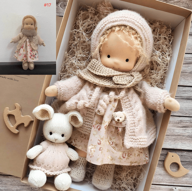 Wearclo | Handmade Waldorf Doll "Poppi" | 35cm | Organic Cotton & Hypoallergenic Textiles | Educational Toy | Sensory Stimulation