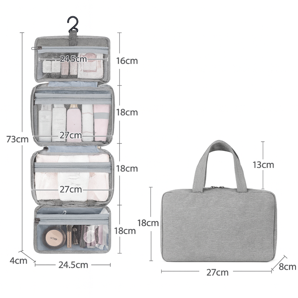 Wearclo | Hanging Travel Toiletry Bag with Multiple Compartments