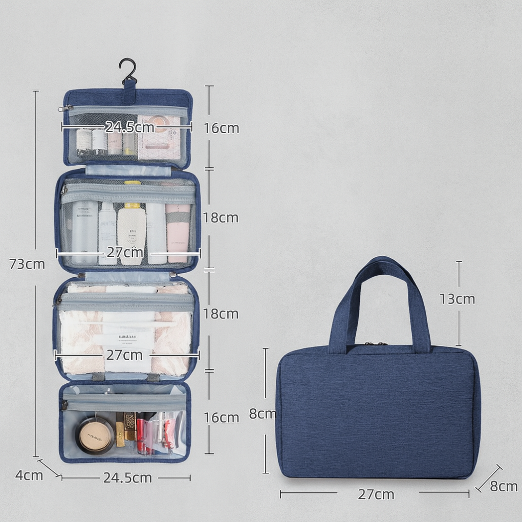 Wearclo | Hanging Travel Toiletry Bag with Multiple Compartments